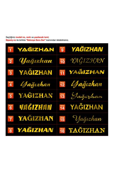 Vegatasarım Oto Araba Sticker Çıkartma - 2 Adet Isim Yazı - Diğer Renkler