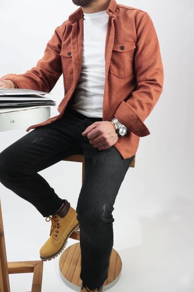 Staff Erkek Slim Fit Kışlık Kaşe Gömlek