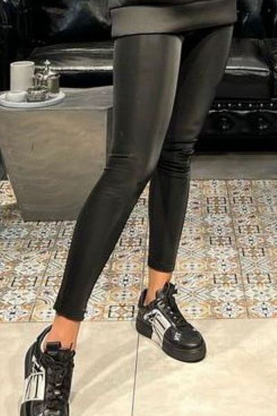 Eceyaman moda Leggings negri din piele artificială de damă