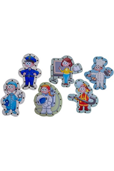 eryatex Ahşap Oyuncak Montessori Ip Geçirme Eğitici Oyuncak Delikli Renkli El Kas Zeka Geliştirici Oyuncak