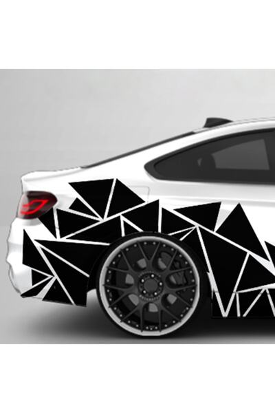 Vegatasarım Oto Araba Yan Kapı Sticker Çıkartma - Üçgen - Mat Siyah