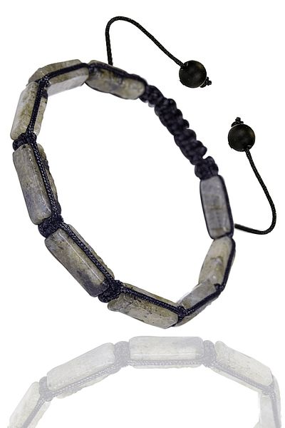 Tesbih Atölyesi Certified Rectangular Cut Labradorite Stone Natural Stone Bracelet
