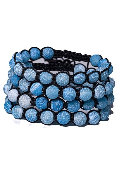 Tesbih Atölyesi Certified Veined Blue Agate Stone Natural Stone Bracelet