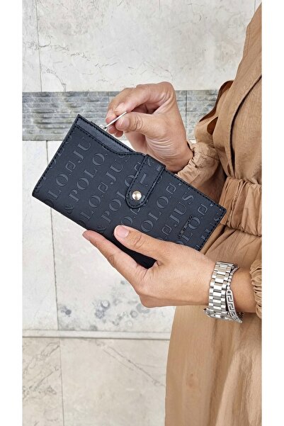Just Polo محفظة نسائية سوداء مكونة من 20 بطاقة ومتعددة الأقسام