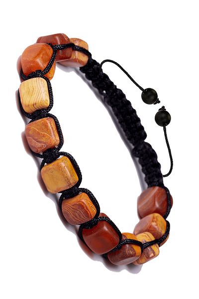 Tesbih Atölyesi Certified Cube Cut Orange Agate Stone Natural Stone Bracelet