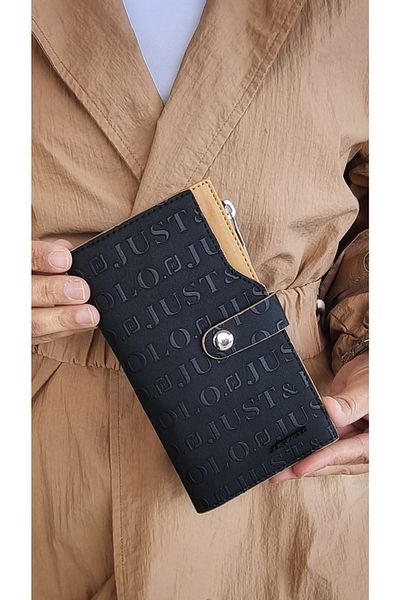 Just Polo Women's Black Tan Wallet with 20 Card Compartments and 27 Compartments