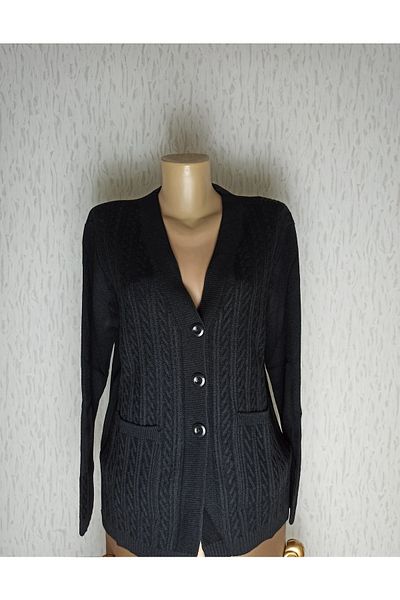 Ön-Er Giyim Buttoned Pocketed Winter Patterned Wool Mother Cardigan