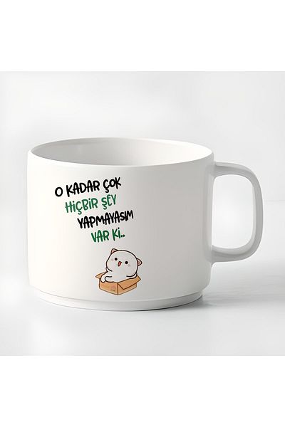 GünayStore Double Turkish Coffee Cup & Espresso Mochi Cat Motto Cup Mug 180 Ml