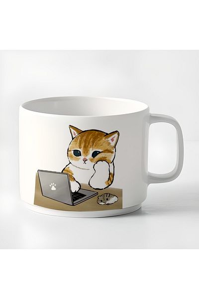 GünayStore Double Turkish Coffee Cup & Espresso Naughty Cats Cup Mug 180 Ml