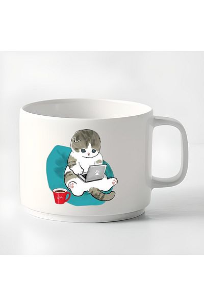 GünayStore Double Turkish Coffee Cup & Espresso Naughty Cats Cup Mug 180 Ml