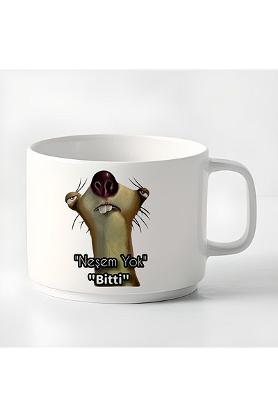 GünayStore Double Turkish Coffee Cup & Espresso Ice Age Sid Motto Cup Mug 180 Ml