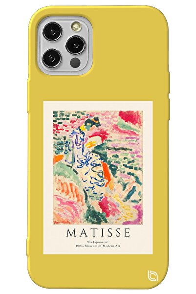 WANNA PROTECT Iphone 14 Pro Max Sarı Premium Içi Kadife Matisse Desenli Silik...