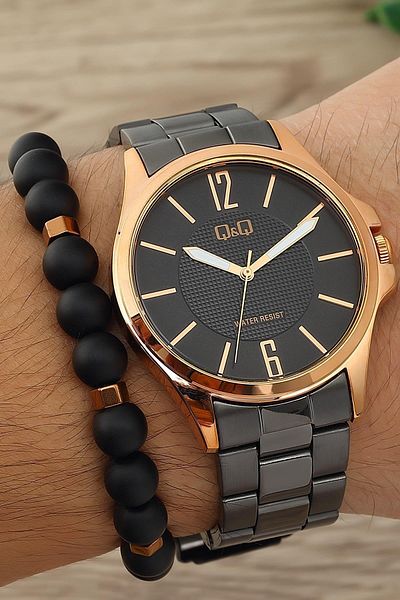 Q&Q Men's Metal Cord Wristwatch Pqa06j