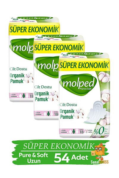 Molped Super Eco Hygienic Pad Pure & Soft 18 Long X 3 Pack