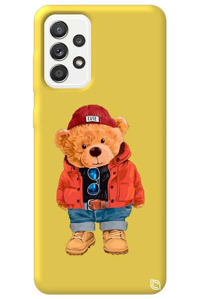 WANNA PROTECT Samsung A73 Yellow Premium Velvet Teddy Bear Patterned Silicone...