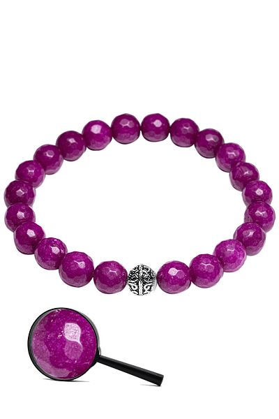 Tesbih Atölyesi Certified Faceted Fuchsia Quartz Stone Natural Stone Bracelet (with silver hardware)