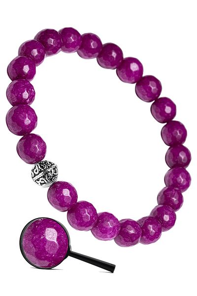 Tesbih Atölyesi Certified Faceted Fuchsia Quartz Stone Natural Stone Bracelet (with silver hardware)