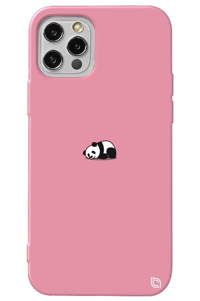 WANNA PROTECT Iphone 14 Pro Max Pembe Premium Içi Kadife Panda Desenli Siliko...