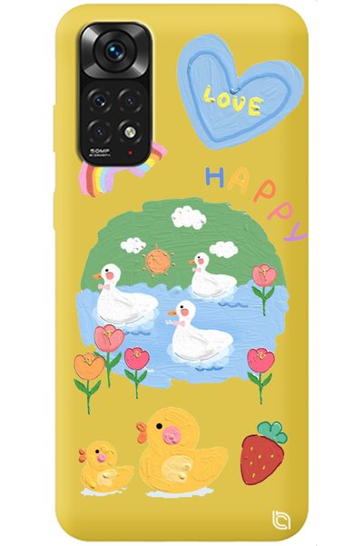 WANNA PROTECT Xiaomi Redmi 10 2022 Yellow Premium Velvet Inside Happy Duck Pa...