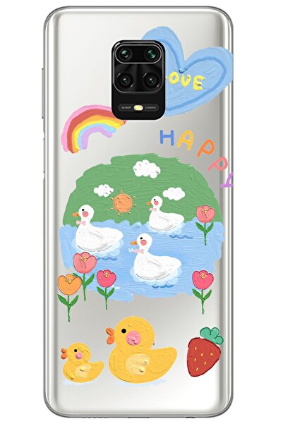 WANNA PROTECT Xiaomi Redmi Note 9s Happy Duck Desenli Desenli Şeffaf Silikon ...