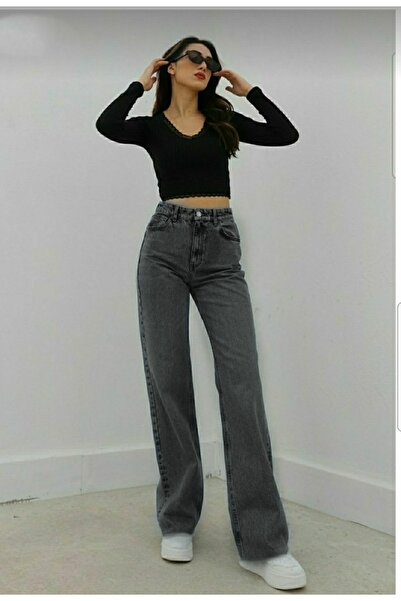 Livik Hot Women Camelia Ikon Black Lycra Super High Waist Loose Jean Trousers Super High