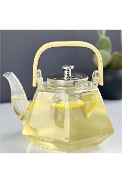 AROW Borosilikat Cam Bambu Saplı Demlik