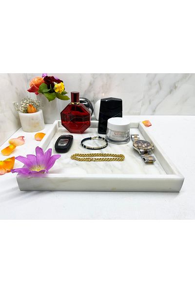 Modestmar Natural Marble Organizer & Organizer Box - Marble Box 28x28cm