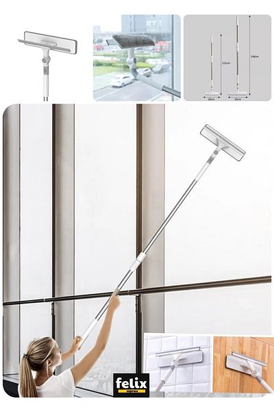 AYLA STAND Large Size Durable Microfiber Cloth Bendable Telescopic Glass Cleaning Apparatus