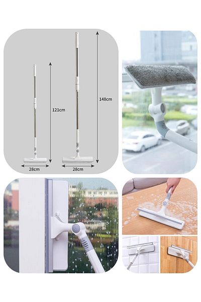 AYLA STAND Large Size Durable Microfiber Cloth Bendable Telescopic Glass Cleaning Apparatus