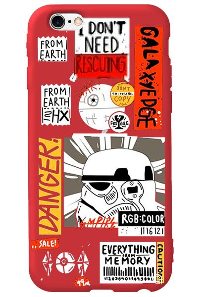 WANNA PROTECT iPhone 6 Plus Red Premium Velvet Danger Patterned Silicone Phon...