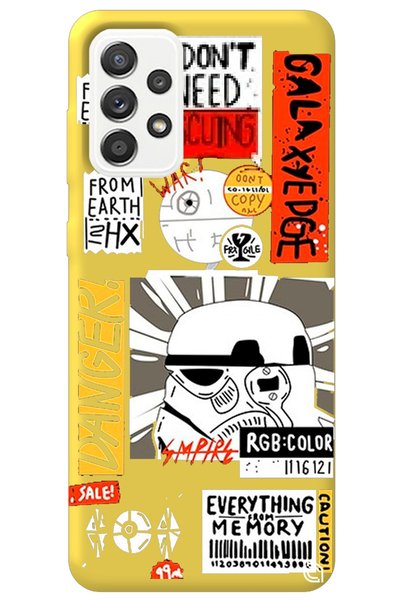 WANNA PROTECT Samsung Galaxy A52 Yellow Premium Velvet Inside Danger Patterne...