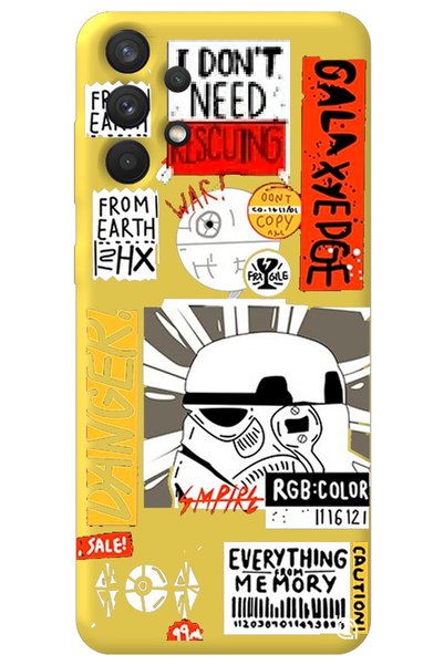 WANNA PROTECT Samsung A32 Yellow Premium Velvet Danger Patterned Silicone Pho...