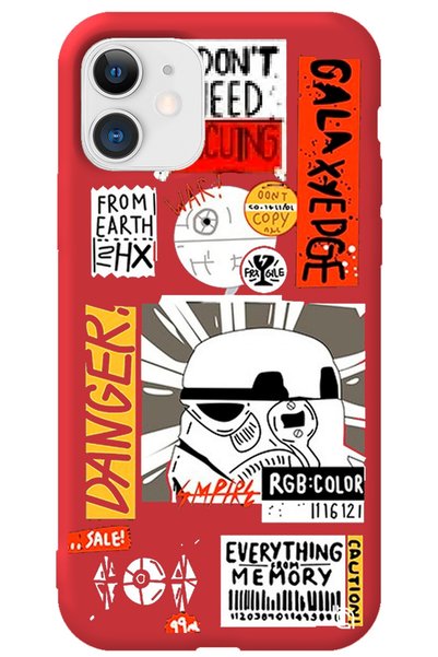 WANNA PROTECT iPhone 11 Red Premium Velvet Danger Patterned Silicone Phone Case