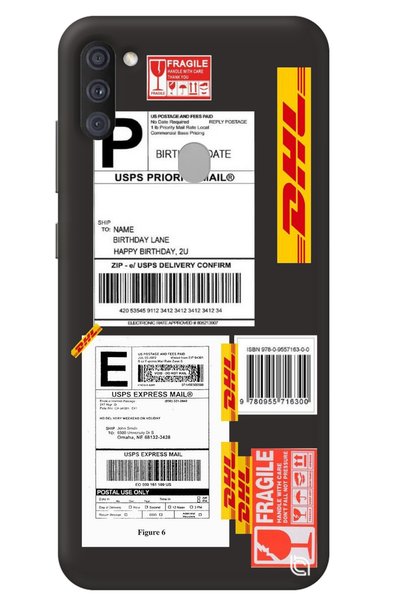 WANNA PROTECT Samsung M11 Black Premium Velvet Inside Express Patterned Silic...