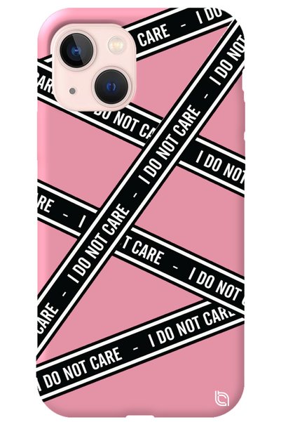 WANNA PROTECT iPhone 14 Pink Premium Velvet Inside Dont Care Patterned Silico...