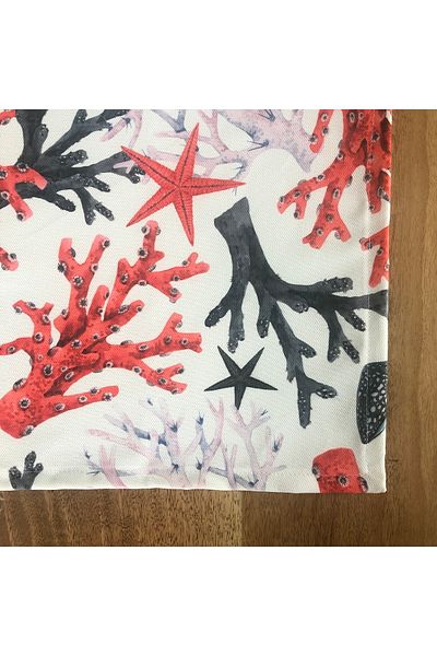 desen izmir Față de masă specială cusută, coral roșu 130x170 cm pentru 4-6 persoane