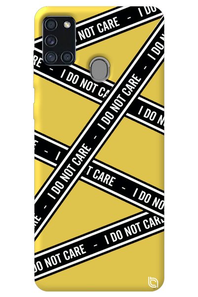 WANNA PROTECT Samsung A21S Yellow Premium Velvet Inside Dont Care Patterned S...