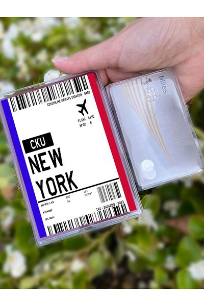 Cekuonline Flight Ticket New York Patterned Universal Transparent Passport Cover Model Suitable for All Country Passports
