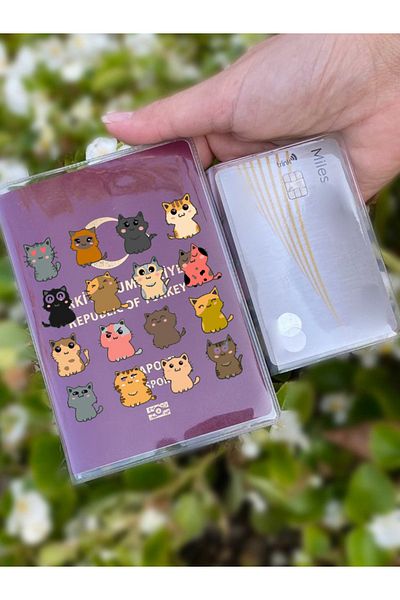 Cekuonline Cat Gang Patterned Universal Transparent Passport Case Model Suitable for All Country Passports