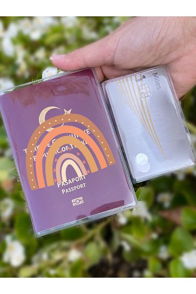 Cekuonline Rainbow Patterned Universal Transparent Passport Cover Model Suitable for All Country Passports