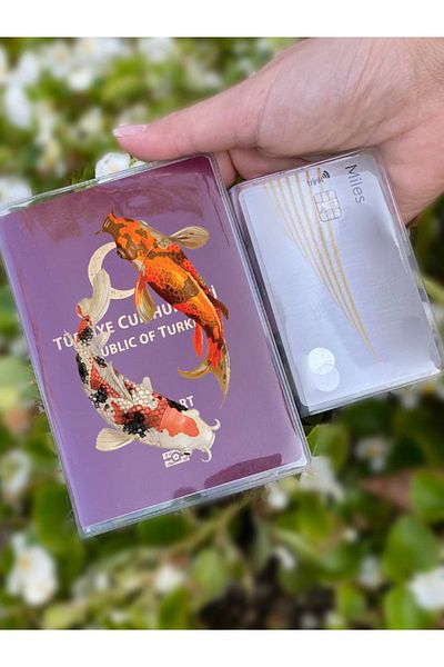 Cekuonline Koi Fish Patterned Universal Transparent Passport Case Model Suitable for All Country Passports