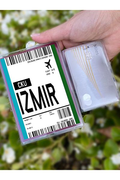Cekuonline Flight Ticket Izmir Patterned Universal Transparent Passport Case Model Suitable for All Country Passports