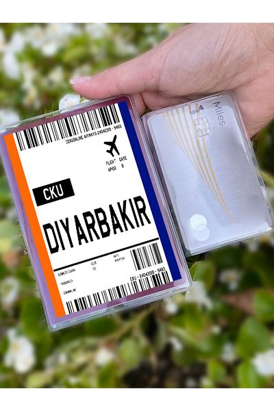 Cekuonline Flight Ticket Diyarbakır Patterned Universal Transparent Passport Cover Model Suitable for All Country Passports