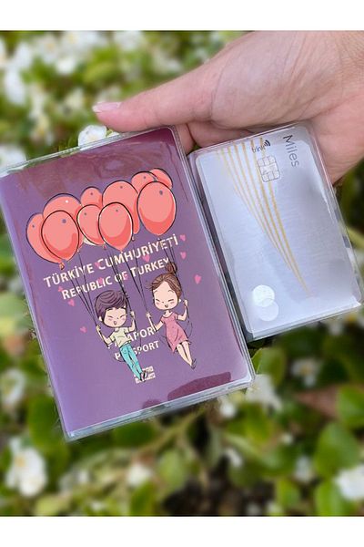 Cekuonline Innocent Love Patterned Universal Transparent Passport Case Model Suitable for All Country Passports