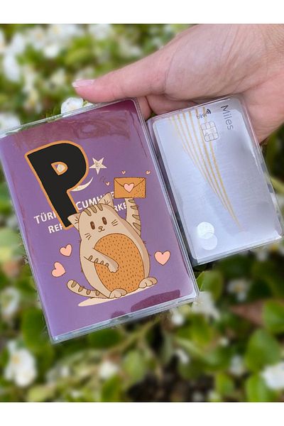 Cekuonline Universal Transparent Passport Case with Cat Letter P Pattern Suitable for All Country Passports