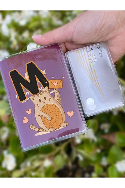 Cekuonline Universal Transparent Passport Case with Cat Letter M Pattern Suitable for All Country Passports