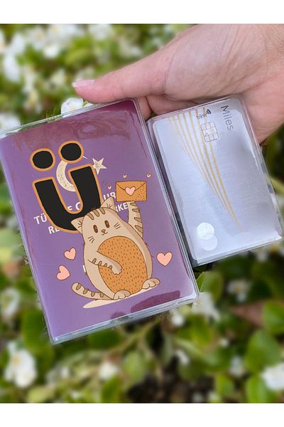 Cekuonline Universal Transparent Passport Case with Cat and Letter U Pattern, Suitable for All Country Passports