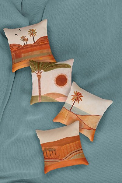 Dekomall Husă de pernă Saffran Palm Desert, cu două fețe, 4 piese 066