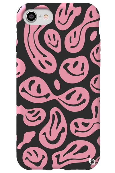 WANNA PROTECT iPhone 8 Pink Premium Velvet Smile Patterned Silicone Phone Case