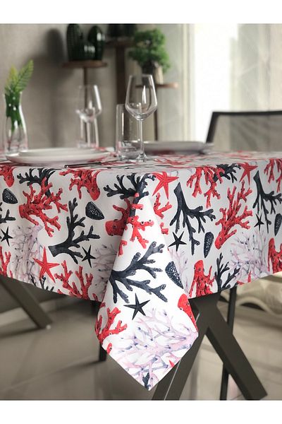 desen izmir Fata de Masa, Coral Rosu 130x230 Cm 8-10 Pers